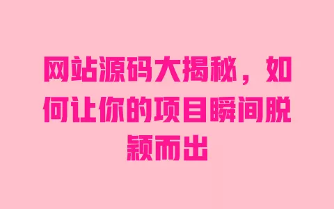 网站源码大揭秘，如何让你的项目瞬间脱颖而出 一