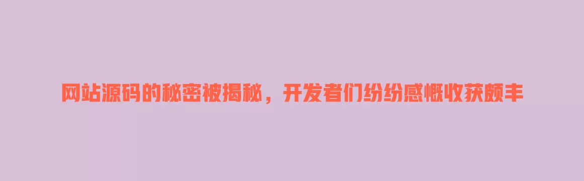 网站源码的秘密被揭秘，开发者们纷纷感慨收获颇丰 一