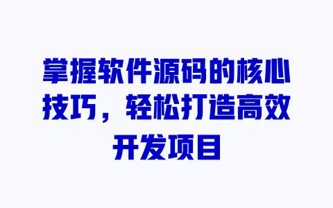掌握软件源码的核心技巧,轻松打造高效开发项目 一