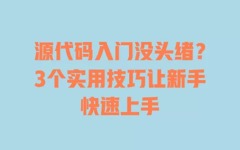 源代码入门没头绪?3个实用技巧让新手快速上手 一
