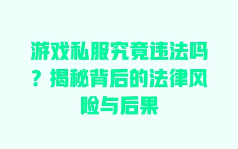 游戏私服究竟违法吗?揭秘背后的法律风险与后果 一