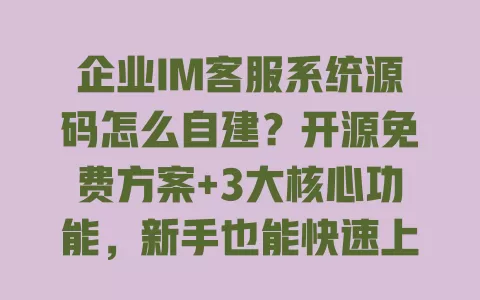 企业IM客服系统源码怎么自建?开源免费方案+3大核心功能,新手也能快速上手 一