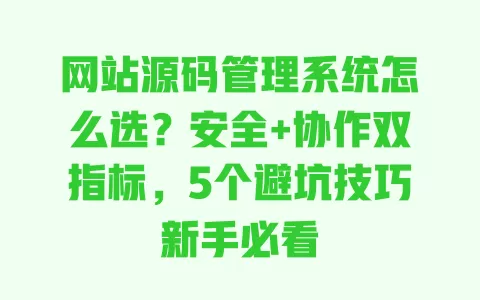 网站源码管理系统怎么选?安全+协作双指标,5个避坑技巧新手必看 一