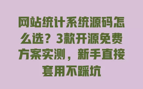 网站统计系统源码怎么选?3款开源免费方案实测,新手直接套用不踩坑 一