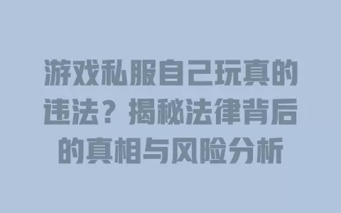 游戏私服自己玩真的违法？揭秘法律背后的真相与风险分析 一