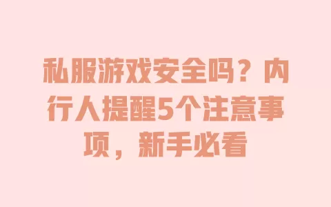 私服游戏安全吗?内行人提醒5个注意事项,新手必看 一