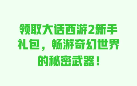 领取大话西游2新手礼包,畅游奇幻世界的秘密武器! 一