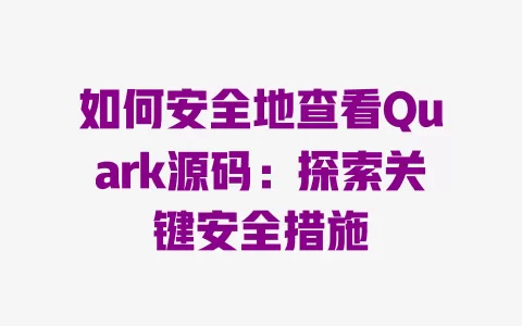 如何安全地查看Quark源码:探索关键安全措施 一