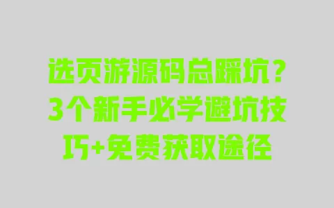 选页游源码总踩坑?3个新手必学避坑技巧+免费获取途径 一