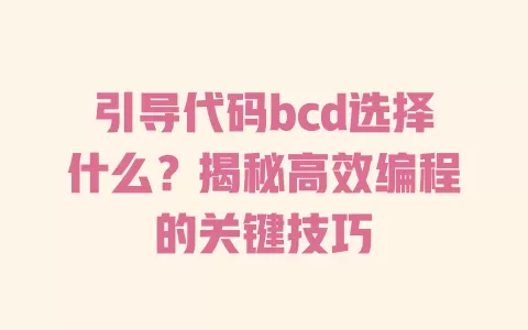 引导代码bcd选择什么?揭秘高效编程的关键技巧 一