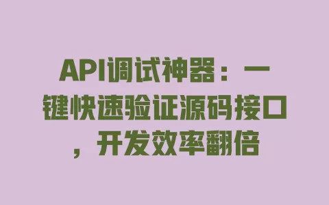 API调试神器:一键快速验证源码接口,开发效率翻倍 一