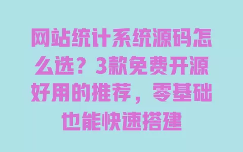 网站统计系统源码怎么选?3款免费开源好用的推荐,零基础也能快速搭建 一