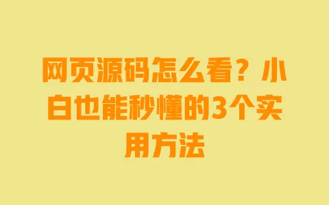 网页源码怎么看?小白也能秒懂的3个实用方法 一