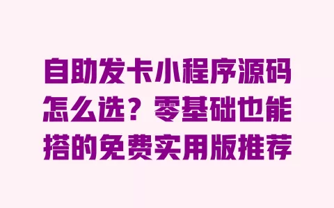 自助发卡小程序源码怎么选?零基础也能搭的免费实用版推荐 一