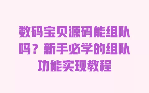 数码宝贝源码能组队吗?新手必学的组队功能实现教程 一