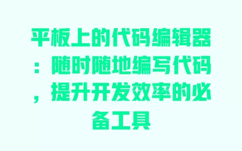 平板上的代码编辑器：随时随地编写代码，提升开发效率的必备工具 一