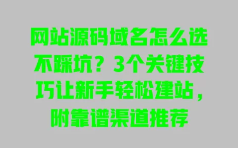 网站源码域名怎么选不踩坑？3个关键技巧让新手轻松建站，附靠谱渠道推荐 一