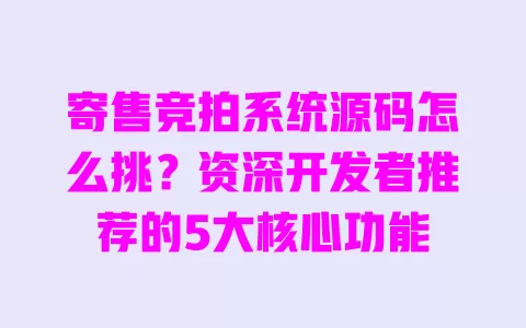 寄售竞拍系统源码怎么挑?资深开发者推荐的5大核心功能 一