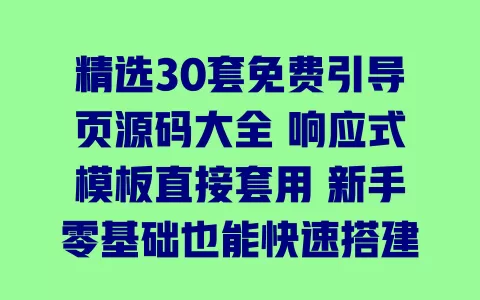 精选30套免费引导页源码大全 响应式模板直接套用 新手零基础也能快速搭建 一