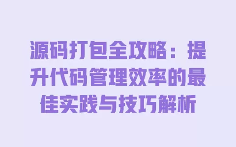 源码打包全攻略：提升代码管理效率的最佳实践与技巧解析 一