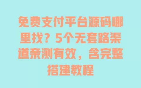 免费支付平台源码哪里找?5个无套路渠道亲测有效,含完整搭建教程 一