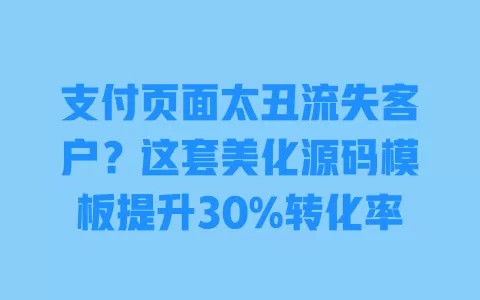 支付页面太丑流失客户?这套美化源码模板提升30%转化率 一