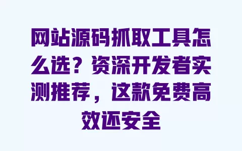 网站源码抓取工具怎么选?资深开发者实测推荐,这款免费高效还安全 一