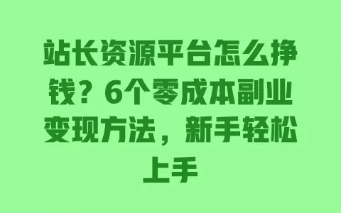 站长资源平台怎么挣钱?6个零成本副业变现方法,新手轻松上手 一