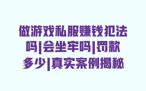 做游戏私服赚钱犯法吗|会坐牢吗|罚款多少|真实案例揭秘 一