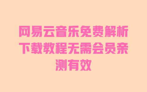 网易云音乐免费解析下载教程无需会员亲测有效 一