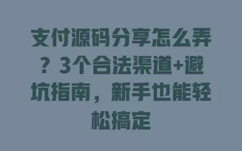 支付源码分享怎么弄?3个合法渠道+避坑指南,新手也能轻松搞定 一