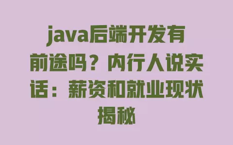 java后端开发有前途吗?内行人说实话:薪资和就业现状揭秘 一