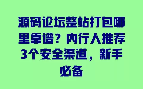 源码论坛整站打包哪里靠谱?内行人推荐3个安全渠道,新手必备 一