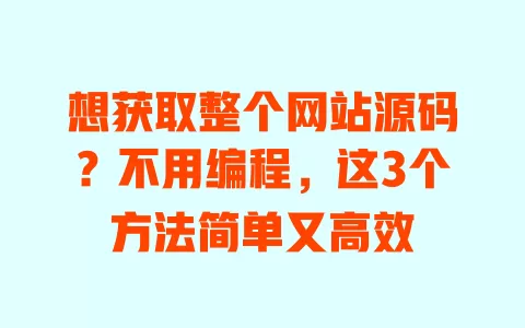 想获取整个网站源码?不用编程,这3个方法简单又高效 一