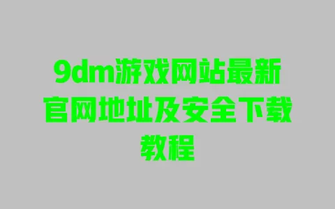 9dm游戏网站最新官网地址及安全下载教程 一