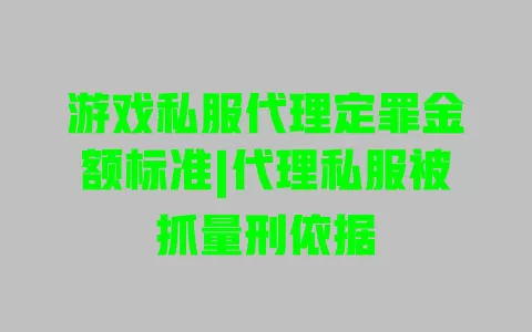 游戏私服代理定罪金额标准|代理私服被抓量刑依据 一
