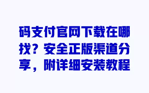 码支付官网下载在哪找?安全正版渠道分享,附详细安装教程 一