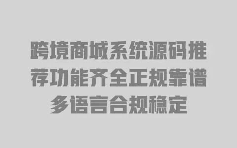 跨境商城系统源码推荐功能齐全正规靠谱多语言合规稳定 一