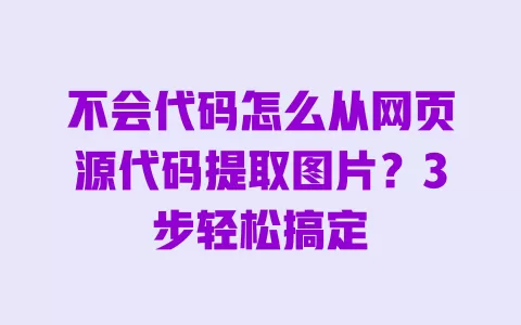 不会代码怎么从网页源代码提取图片?3步轻松搞定 一