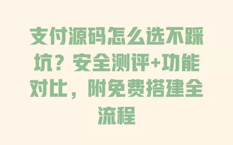 支付源码怎么选不踩坑?安全测评+功能对比,附免费搭建全流程 一
