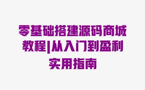 零基础搭建源码商城教程|从入门到盈利实用指南 一