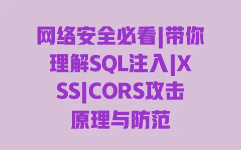 网络安全必看|带你理解SQL注入|XSS|CORS攻击原理与防范 一