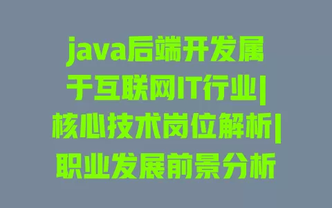 java后端开发属于互联网IT行业|核心技术岗位解析|职业发展前景分析 一