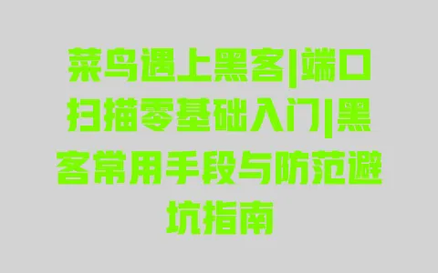 菜鸟遇上黑客|端口扫描零基础入门|黑客常用手段与防范避坑指南 一