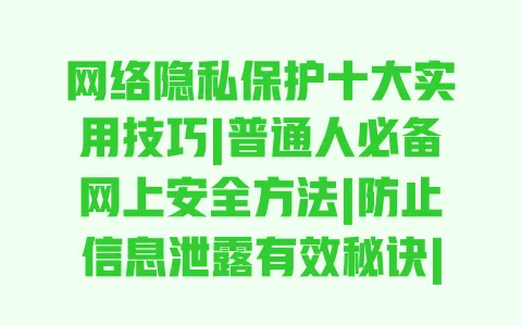 网络隐私保护十大实用技巧|普通人必备网上安全方法|防止信息泄露有效秘诀|日常上网隐私防护指南 一